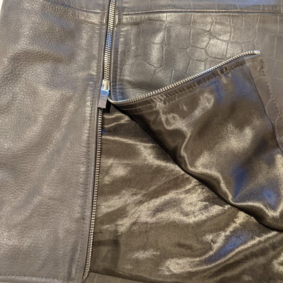 Bagatelle Gray Leather Crocodile Skirt - Picture 8 of 8